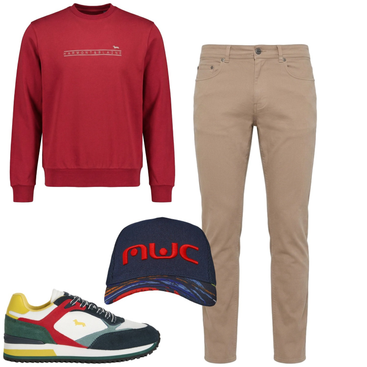 Outfit uomo - Total look #2479980. Stile Casual per Tutti i giorni. Abbinamento con pantaloni, sneakers, felpe, cappelli con visiera.