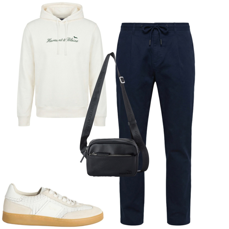 Outfit uomo - Total look #2479981. Stile Casual per Tutti i giorni. Abbinamento con borse sportive, sneakers, felpe con cappuccio, pantaloni.