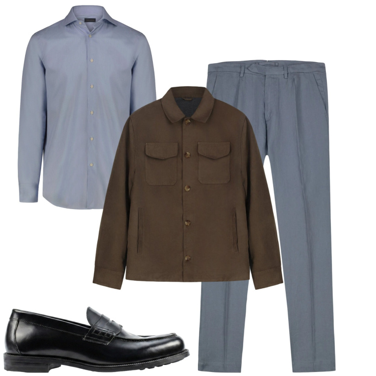 Outfit uomo - Total look #2479985. Stile Urban per Tutti i giorni. Abbinamento con pantaloni, camicie, scarpe stringate, cappotti.