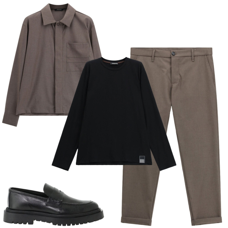 Outfit uomo - Total look #2479989. Stile Casual per Tutti i giorni. Abbinamento con pantaloni, scarpe stringate, t-shirt, cappotti.