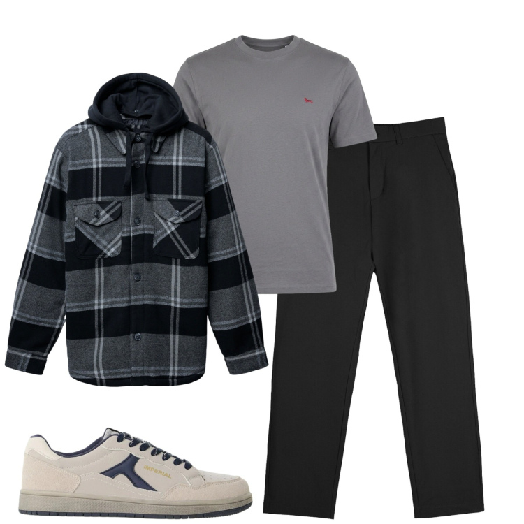 Outfit uomo - Total look #2479994. Stile Casual per Tutti i giorni. Abbinamento con t-shirt, sneakers, pantaloni chino, giacche.