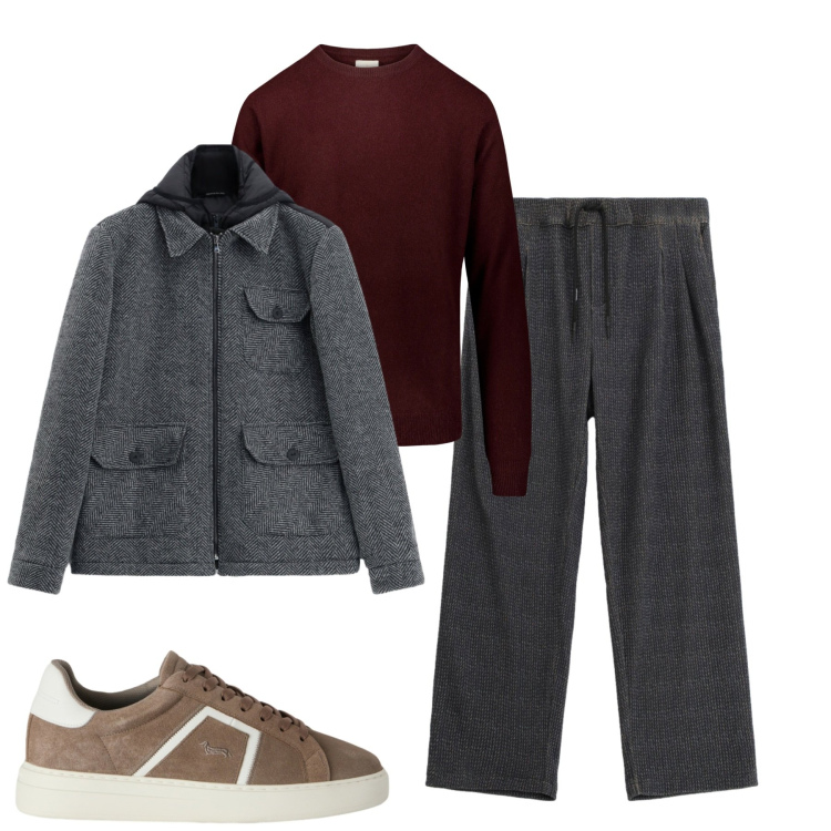Outfit uomo - Total look #2480001. Stile Urban per Tutti i giorni. Abbinamento con sneakers, cappotti, pantaloni, maglieria.