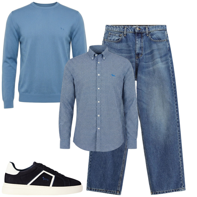 Outfit uomo - Total look #2480007. Stile Casual per Tutti i giorni. Abbinamento con maglieria, sneakers, camicie, jeans.