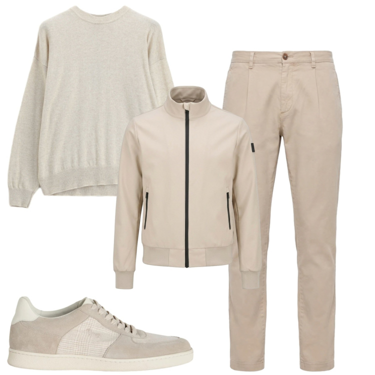 Outfit uomo - City. Stile Casual per Tutti i giorni. Abbinamento con sneakers, pantaloni, maglieria, bomber.