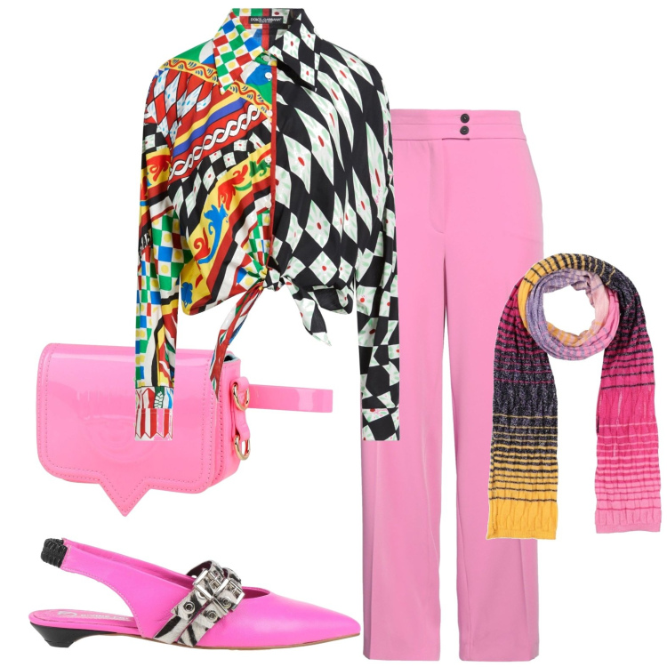 Outfit donna - Casual chic. Stile Casual chic per Tutti i giorni. Abbinamento con ballerine, marsupi, pantaloni, camicie, sciarpe.