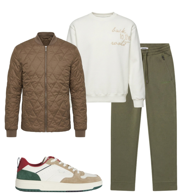Outfit uomo - City. Stile Casual per Tutti i giorni. Abbinamento con sneakers, piumini, felpe, pantaloni.