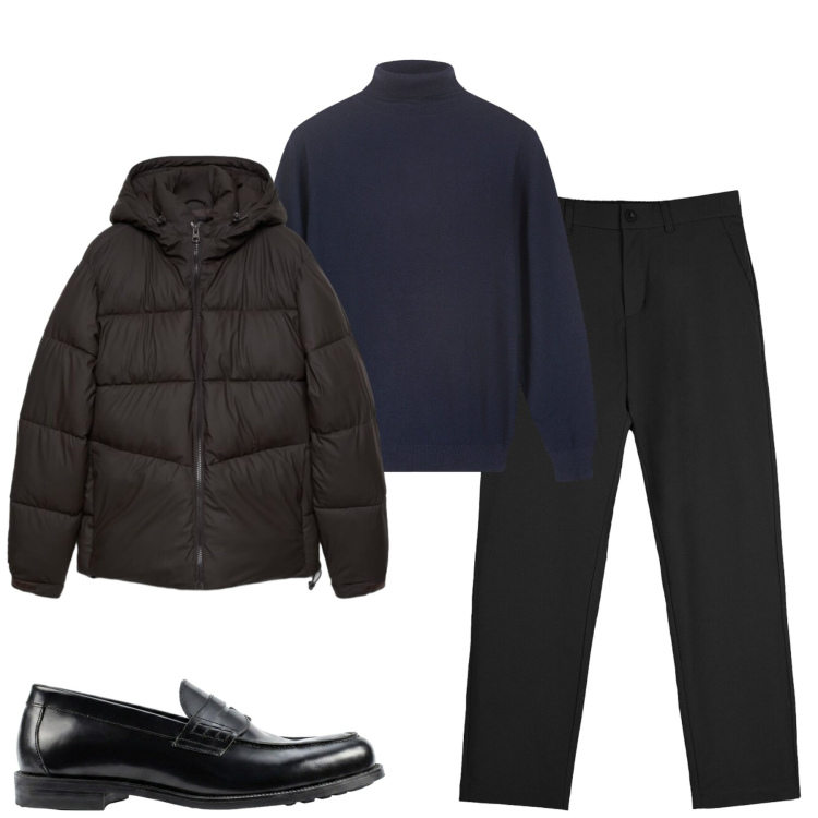 Outfit uomo - Total look #2480085. Stile Urban per Tutti i giorni. Abbinamento con scarpe stringate, pullovers, pantaloni chino, piumini.
