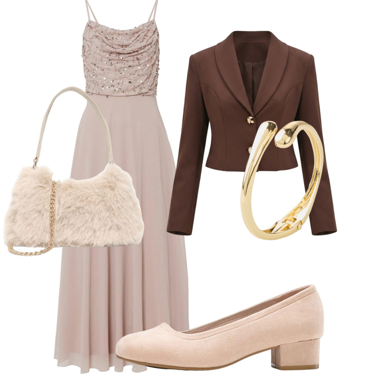 Outfit donna - Total look #2480106. Stile Chic per Cerimonia. Abbinamento con décolleté, vestiti, braccialetti, borse a spalla, blazer.