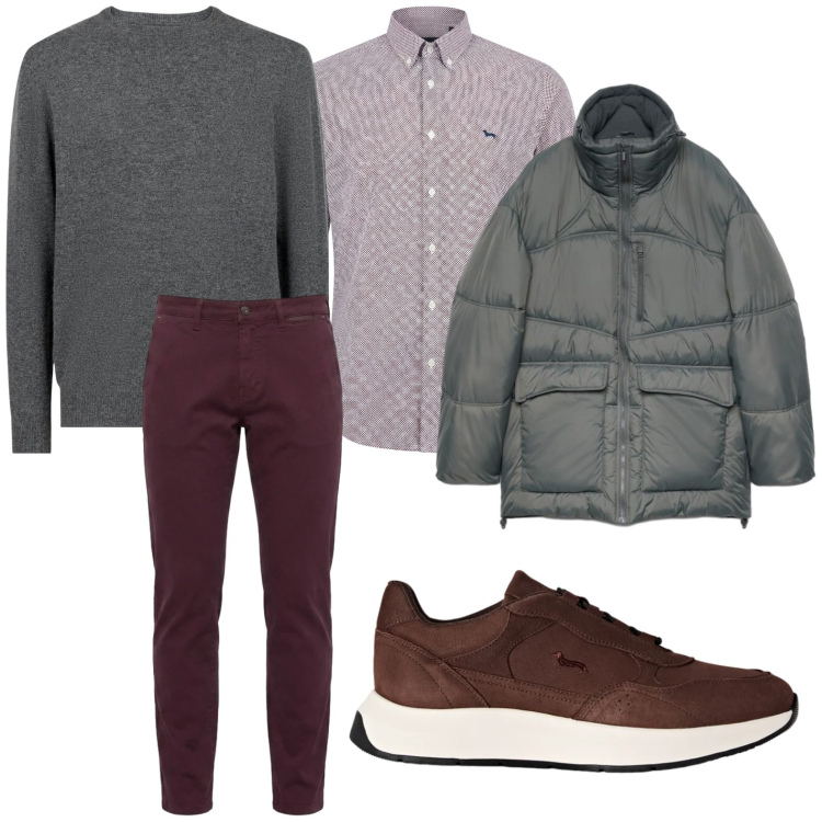 Outfit uomo - Pomeriggio casual. Stile Casual per Tutti i giorni. Abbinamento con sneakers, pantaloni, camicie, maglieria, giacche.