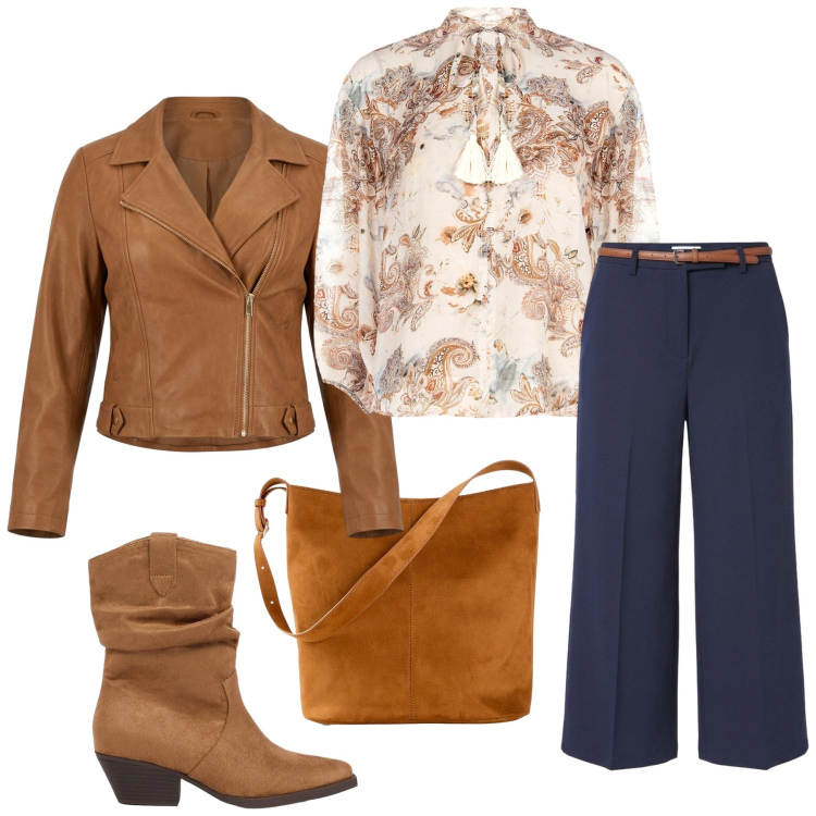 Outfit donna - Total look #2480158. Stile Glamour per Tutti i giorni. Abbinamento con bluse, giacche, pantaloni, borse a mano, stivaletti texani.