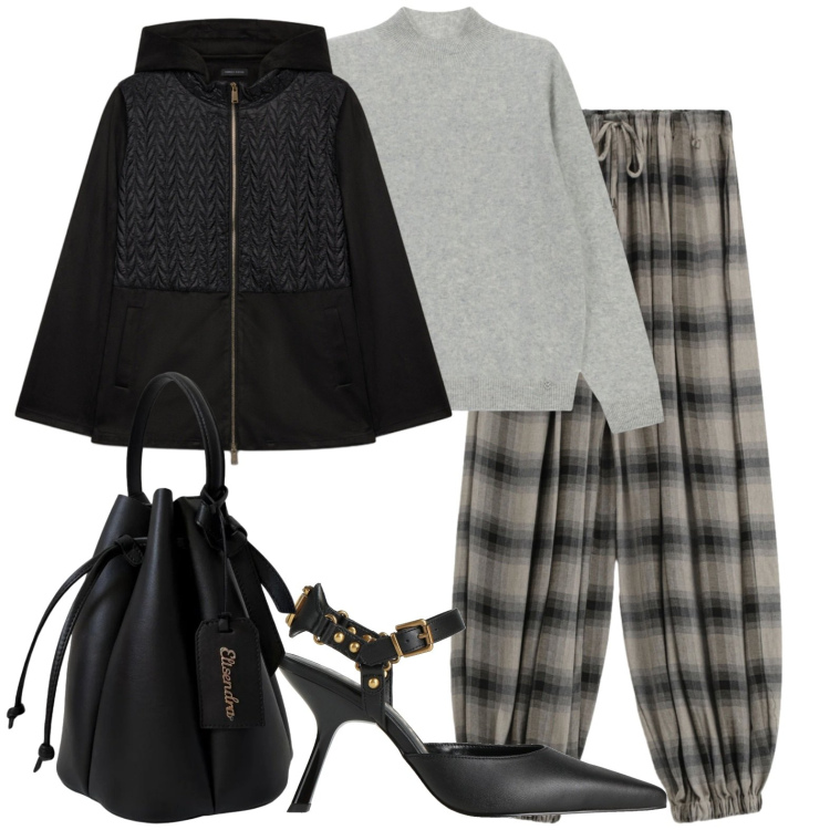 Outfit donna - Pantaloni morbidi. Stile Glamour per Serata fuori. Abbinamento con blazer, pullovers, borse a secchiello, pantaloni, décolleté.