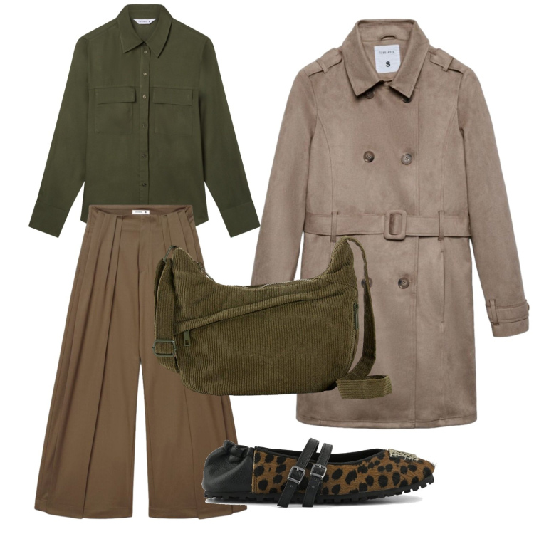 Outfit donna - Pantalone palazzo e blusa in seta. Stile Trendy per Tutti i giorni. Abbinamento con camicie, pantaloni a palazzo, trench, ballerine, borse a tracolla.