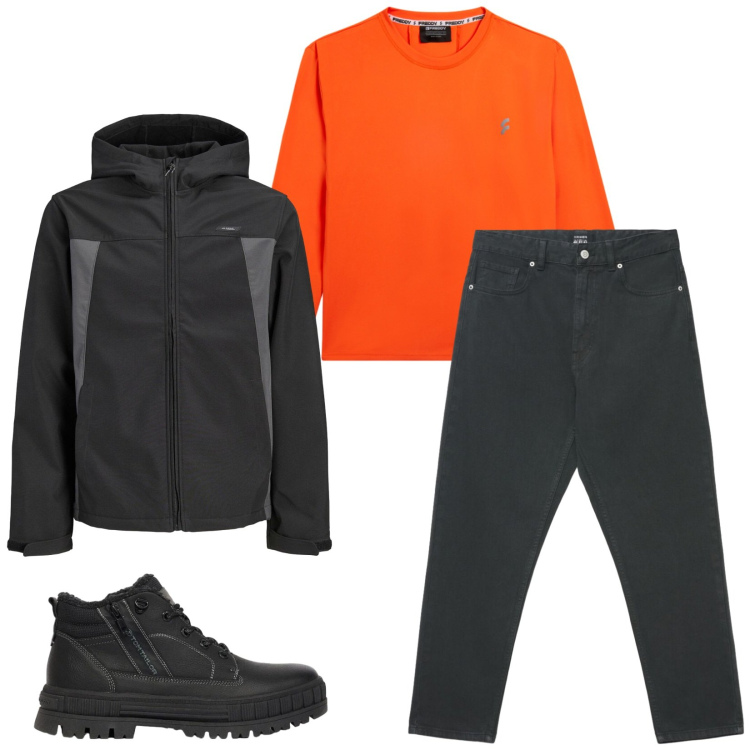 Outfit uomo - Total look #2480302. Stile Casual per Tutti i giorni. Abbinamento con t-shirt, jeans, stivali e stivaletti, giacche.