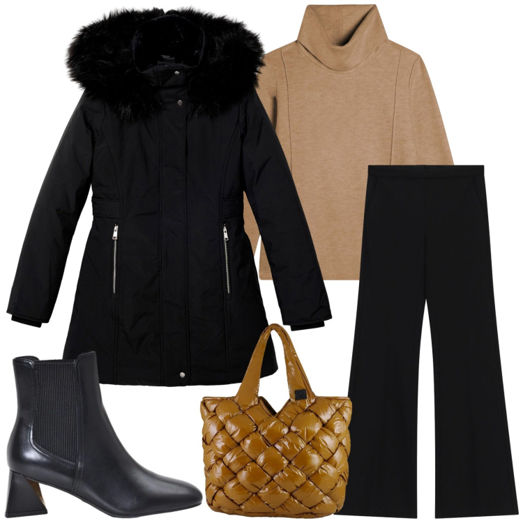Outfit donna - Total look #2480307. Stile Casual chic per Ufficio. Abbinamento con pantaloni, felpe, stivaletti, borse tote, parka.
