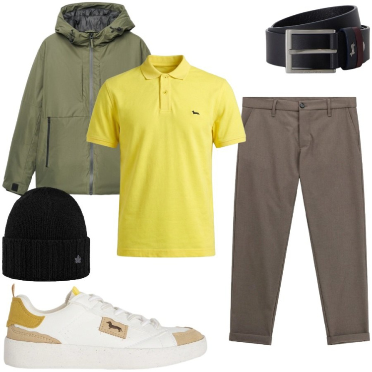Outfit uomo - Total look #2480321. Stile Casual per Tutti i giorni. Abbinamento con cinture, sneakers, polo, pantaloni, cappelli, giacche.