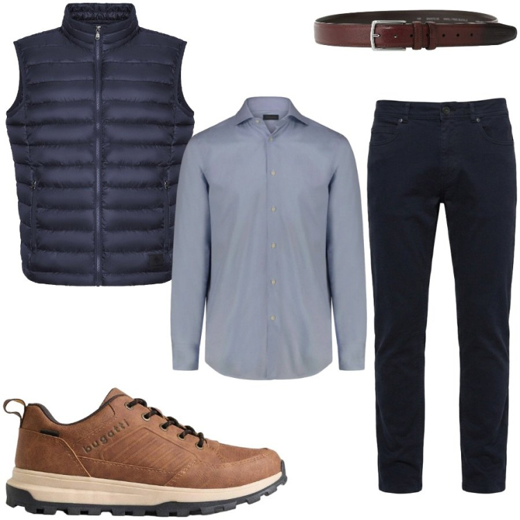 Outfit uomo - Total look #2480326. Stile Casual per Tutti i giorni. Abbinamento con pantaloni, cinture, camicie, piumini, sneakers.