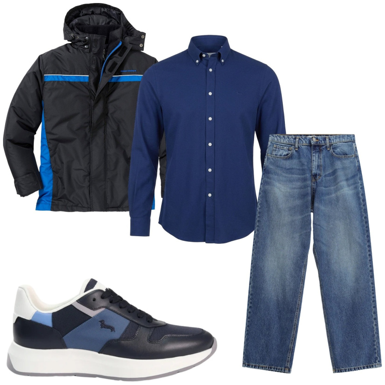 Outfit uomo - Total look #2480355. Stile Casual per Tutti i giorni. Abbinamento con camicie, sneakers, jeans, giacche.