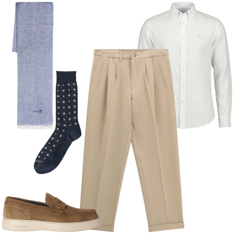 Outfit uomo - Total look #2480357. Stile Business/Elegante per Ufficio. Abbinamento con scarpe stringate, calzini, sciarpe, camicie, pantaloni.