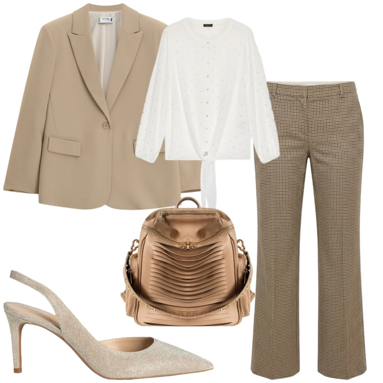 Outfit donna - Total look #2480361. Stile Bon Ton per Ufficio. Abbinamento con pantaloni, camicie, zaini, blazer, décolleté.