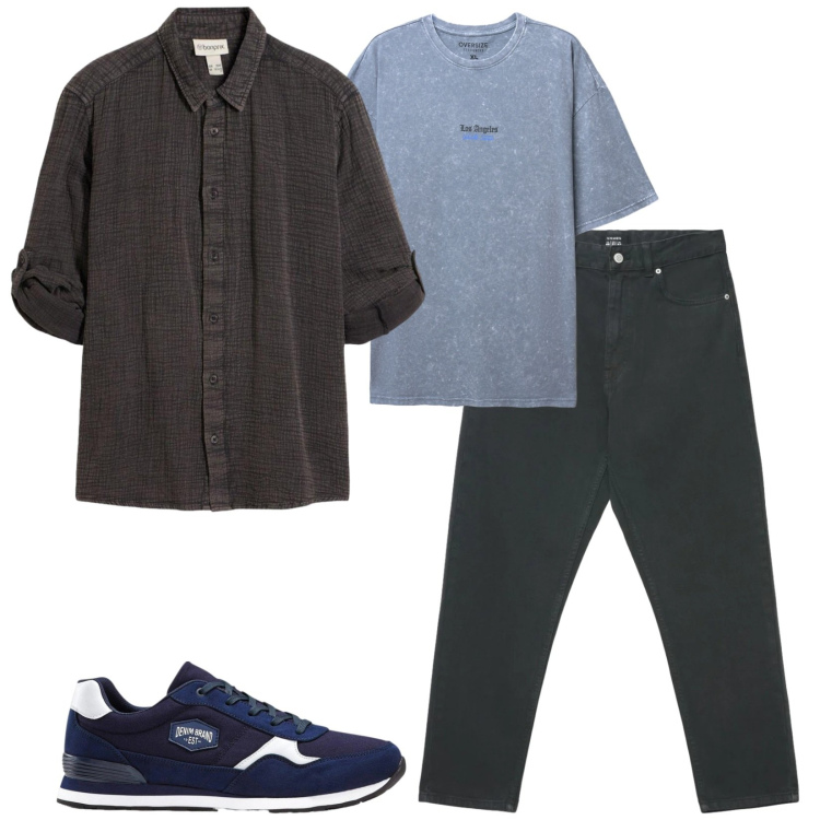 Outfit uomo - Total look #2480364. Stile Casual per Tutti i giorni. Abbinamento con jeans, t-shirt, sneakers, camicie.