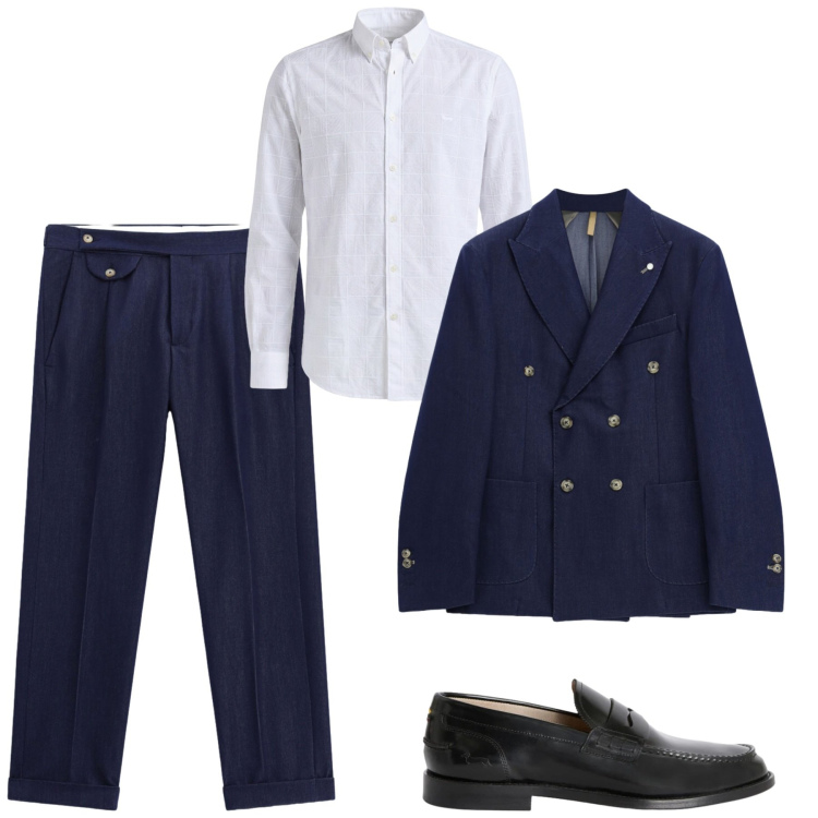 Outfit uomo - Super chic. Stile Business/Elegante per Cerimonia. Abbinamento con scarpe stringate, camicie, pantaloni, giacche.