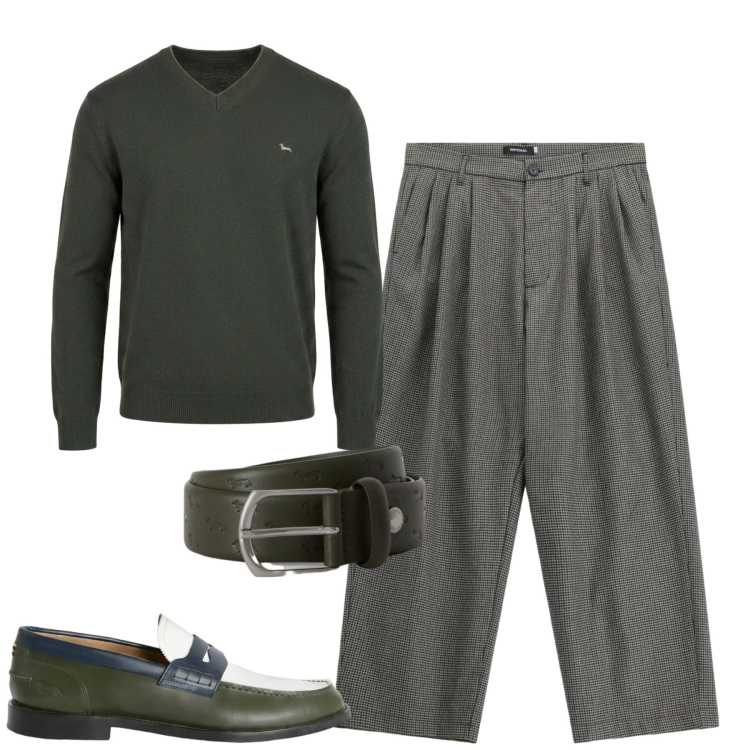 Outfit uomo - Total look #2480399. Stile Urban per Tutti i giorni. Abbinamento con cinture, maglieria, scarpe stringate, pantaloni.