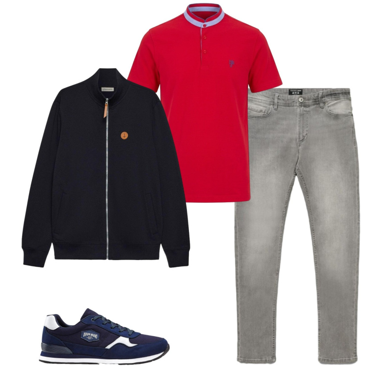 Outfit uomo - Total look #2480405. Stile Casual per Tutti i giorni. Abbinamento con polo, jeans skinny, sneakers, felpe.