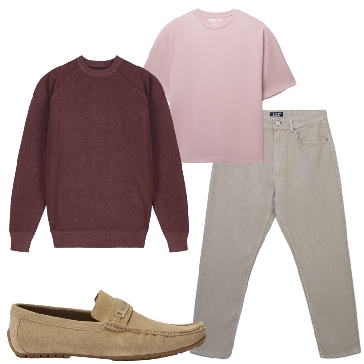 Outfit uomo - Total look #2480423. Stile Casual per Tutti i giorni. Abbinamento con scarpe stringate, maglieria, jeans, t-shirt.