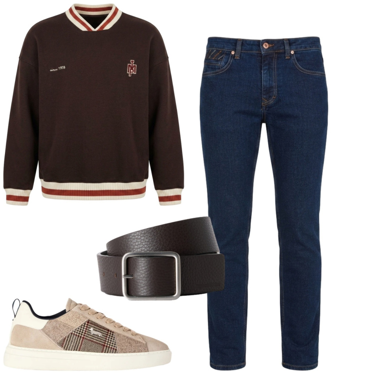 Outfit uomo - Total look #2480448. Stile Casual per Tutti i giorni. Abbinamento con sneakers, jeans, cinture, felpe.