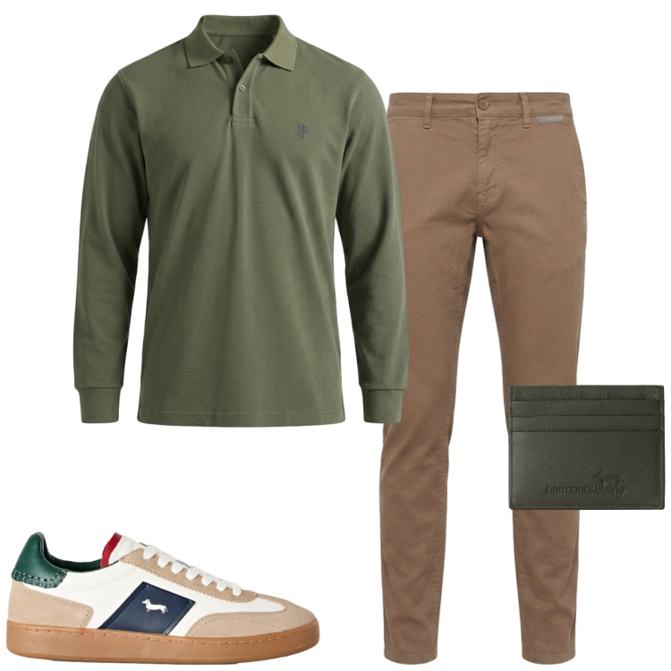 Outfit uomo - Total look #2480451. Stile Casual per Tutti i giorni. Abbinamento con polo, sneakers, portafogli, pantaloni.