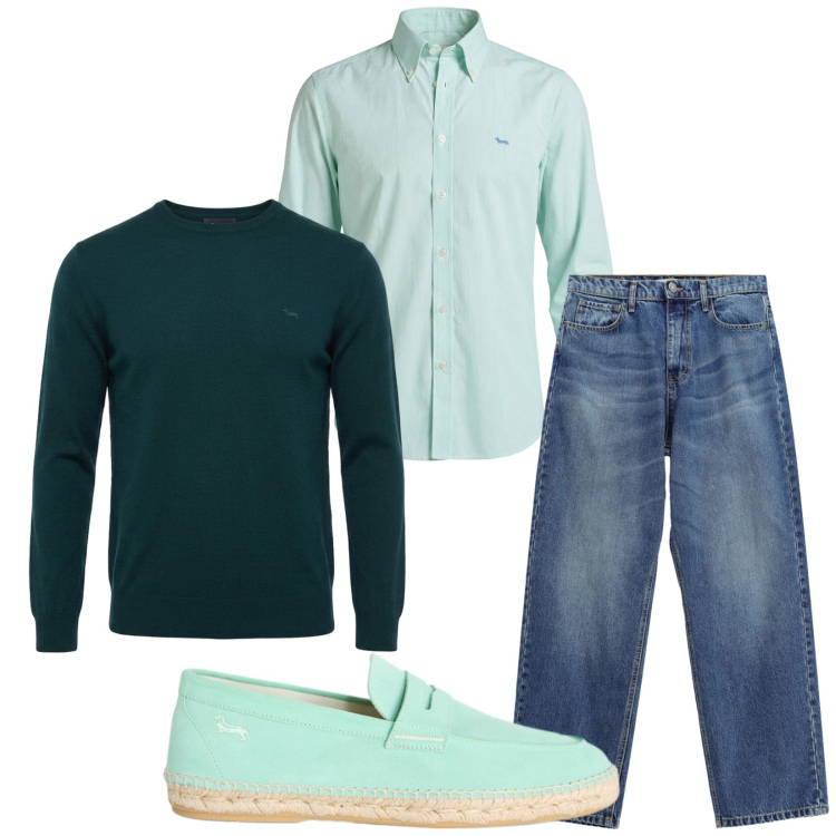 Outfit uomo - Total look #2480478. Stile Casual per Tutti i giorni. Abbinamento con maglieria, camicie, espadrillas, jeans.