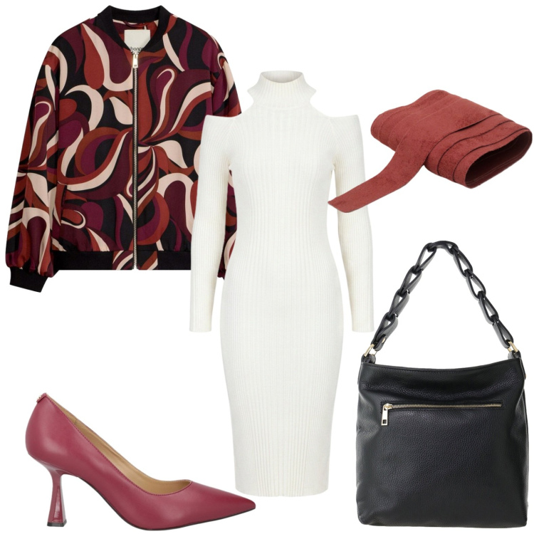 Outfit donna - TB Tubino bianco. Stile Boho per Tutti i giorni. Abbinamento con borse a spalla, cinture, vestiti midi/longuette, décolleté, bomber.
