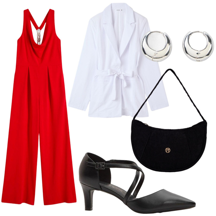 Outfit donna - Passeggiata romantica. Stile Casual per Tutti i giorni. Abbinamento con borse a mano, blazer, tute, décolleté, orecchini.