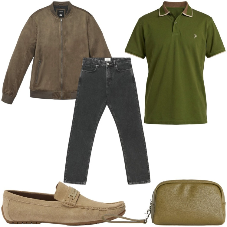 Outfit uomo - Total look #2480508. Stile Casual per Tutti i giorni. Abbinamento con borse sportive, scarpe stringate, polo, giacche, jeans dritti.