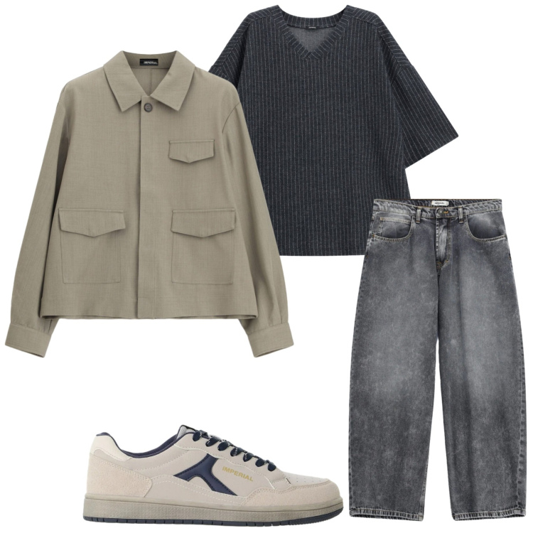 Outfit uomo - Autunno con Imperial. Stile Urban per Tutti i giorni. Abbinamento con sneakers, t-shirt, jeans, cappotti.