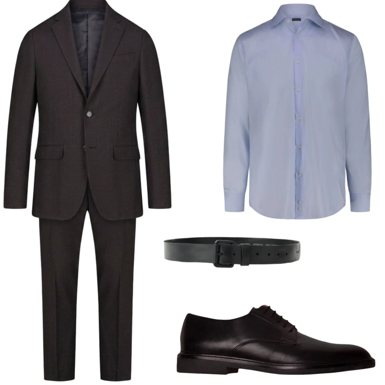 Outfit uomo - Cerimonia. Stile Business/Elegante per Cerimonia. Abbinamento con cinture, abiti, scarpe stringate, camicie.