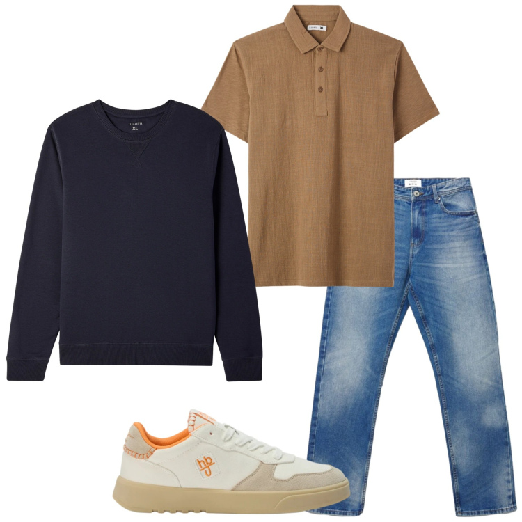 Outfit uomo - Tutti i giorni. Stile Casual per Tutti i giorni. Abbinamento con sneakers, jeans dritti, felpe, polo.