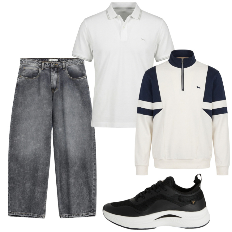 Outfit uomo - Total look #2480549. Stile Urban per Tutti i giorni. Abbinamento con felpe, polo, jeans, sneakers.