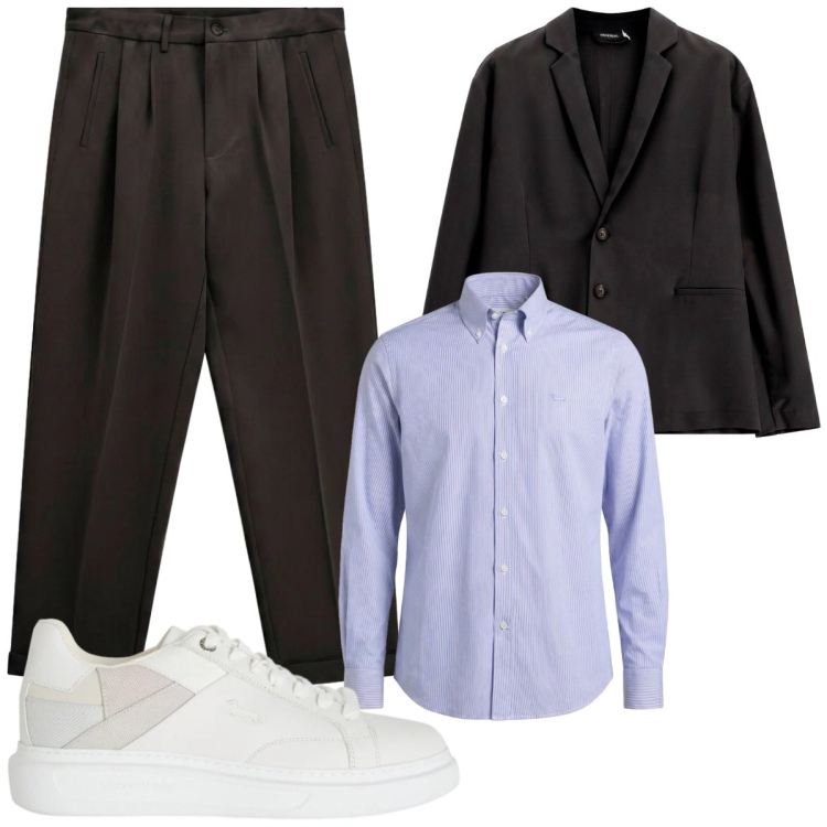Outfit uomo - Style for the Office. Stile Business/Elegante per Ufficio. Abbinamento con sneakers, camicie, pantaloni, giacche.