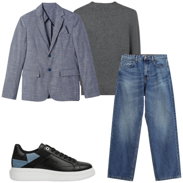 Outfit uomo - Total look #2480559. Stile Trendy per Serata speciale. Abbinamento con sneakers, jeans, maglieria, giacche.