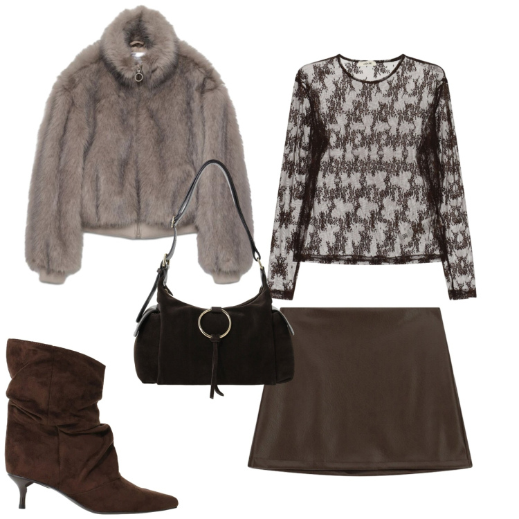 Outfit donna - City. Stile Casual chic per Tutti i giorni. Abbinamento con stivali, borse a spalla, top, minigonne, bomber.