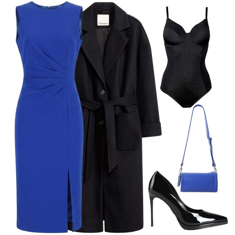 Outfit donna - Blue. Stile Basic per Serata fuori. Abbinamento con borse a tracolla, vestiti midi/longuette, décolleté, body, cappotti.