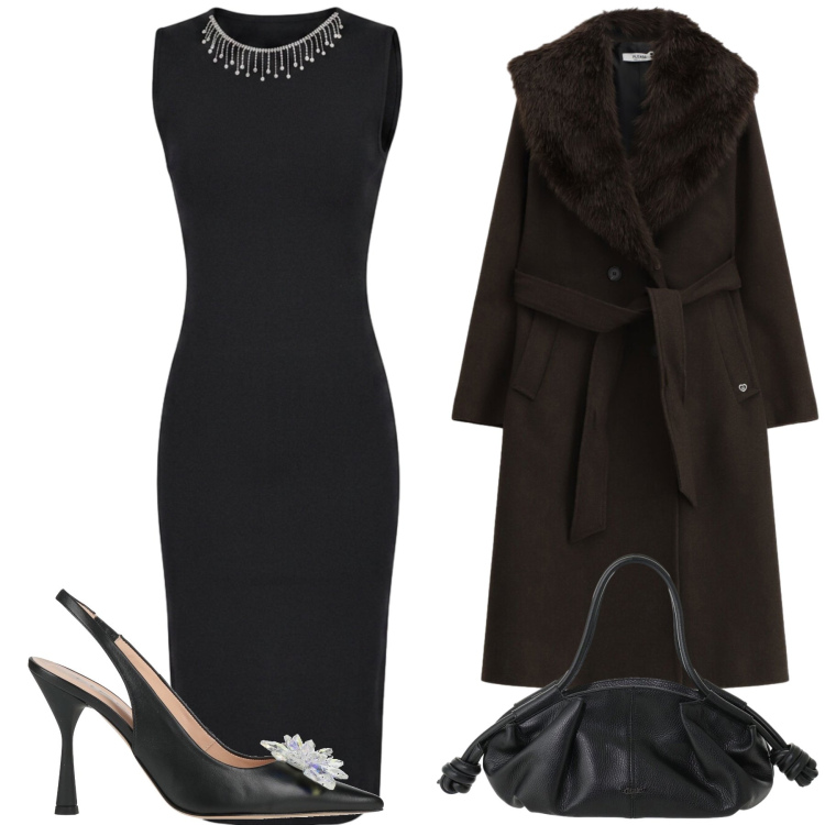 Outfit donna - Total look #2480839. Stile Glamour per Serata fuori. Abbinamento con décolleté, vestiti lunghi, cappotti, borse a mano.