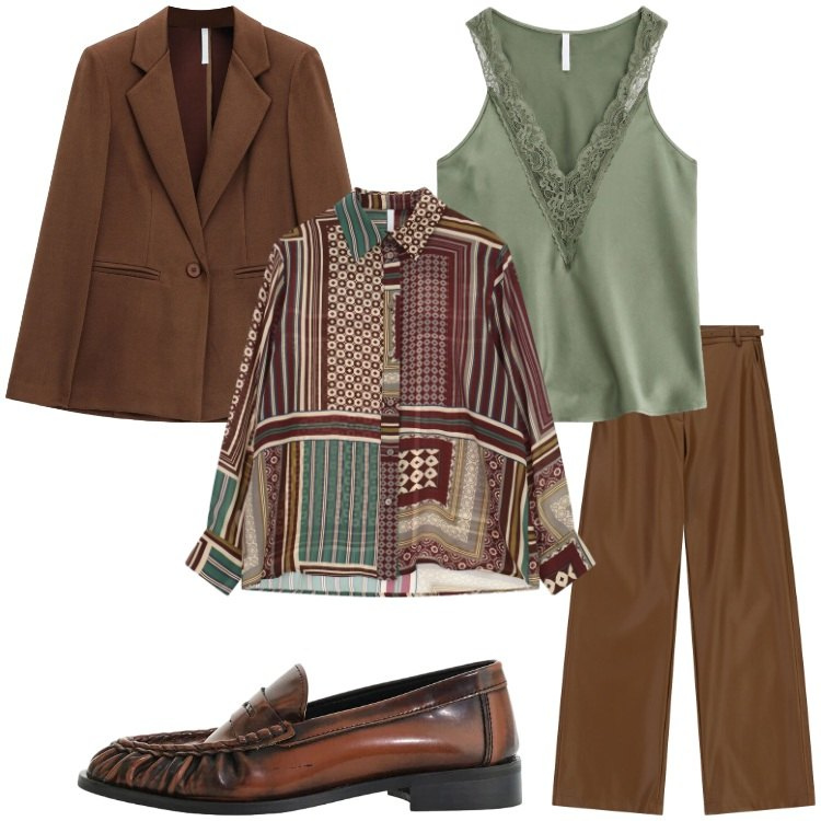 Outfit donna - We Are Back. Stile Urban per Ufficio. Abbinamento con camicie, pantaloni, canottiere, blazer, mocassini.