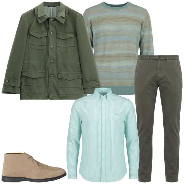 Outfit uomo - Total look #2480855. Stile Casual per Tutti i giorni. Abbinamento con stivali e stivaletti, pantaloni, camicie, pullovers, cappotti.