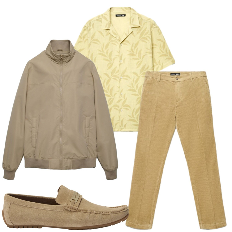 Outfit uomo - Total look #2480862. Stile Urban per Tutti i giorni. Abbinamento con scarpe stringate, bomber, camicie a manica corta, pantaloni chino.