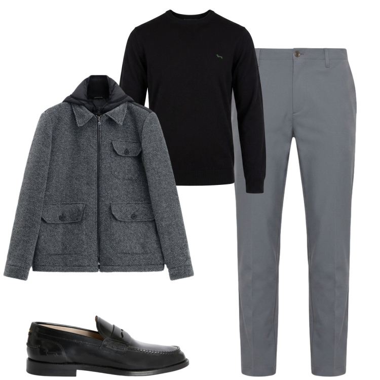 Outfit uomo - City. Stile Urban per Tutti i giorni. Abbinamento con maglieria, pantaloni, scarpe stringate, cappotti.
