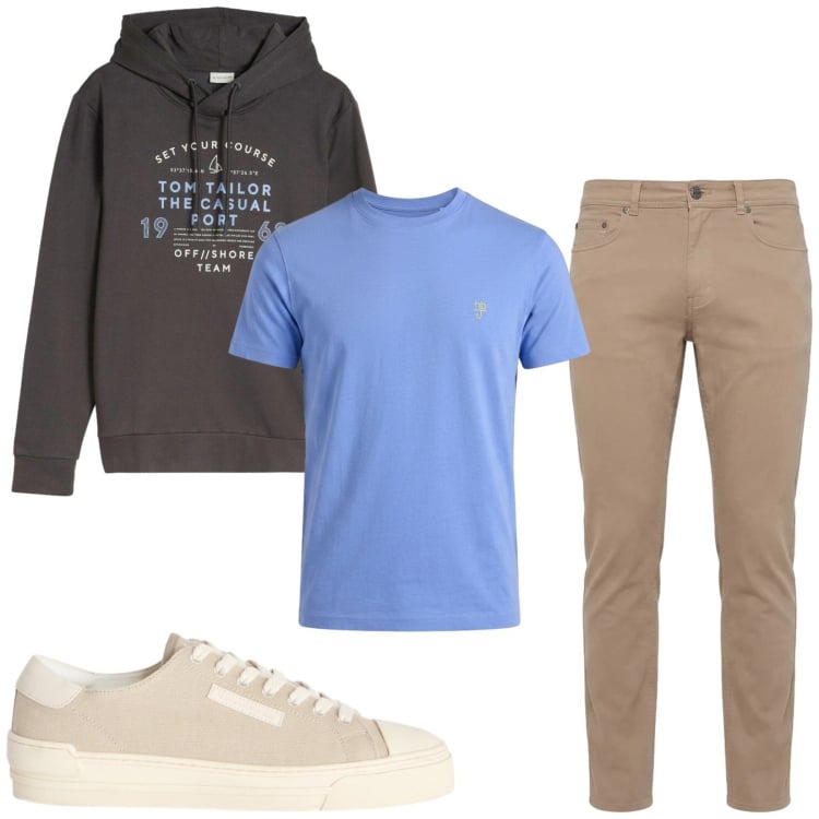 Outfit uomo - Total look #2480881. Stile Casual per Tutti i giorni. Abbinamento con pantaloni, t-shirt, sneakers, felpe con cappuccio.