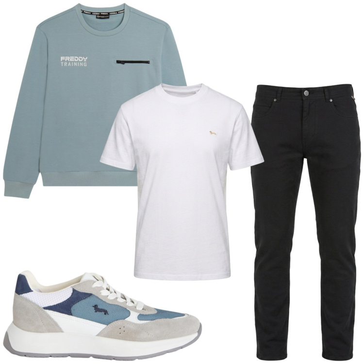 Outfit uomo - Total look #2480888. Stile Casual per Tutti i giorni. Abbinamento con pantaloni, t-shirt, sneakers, felpe.