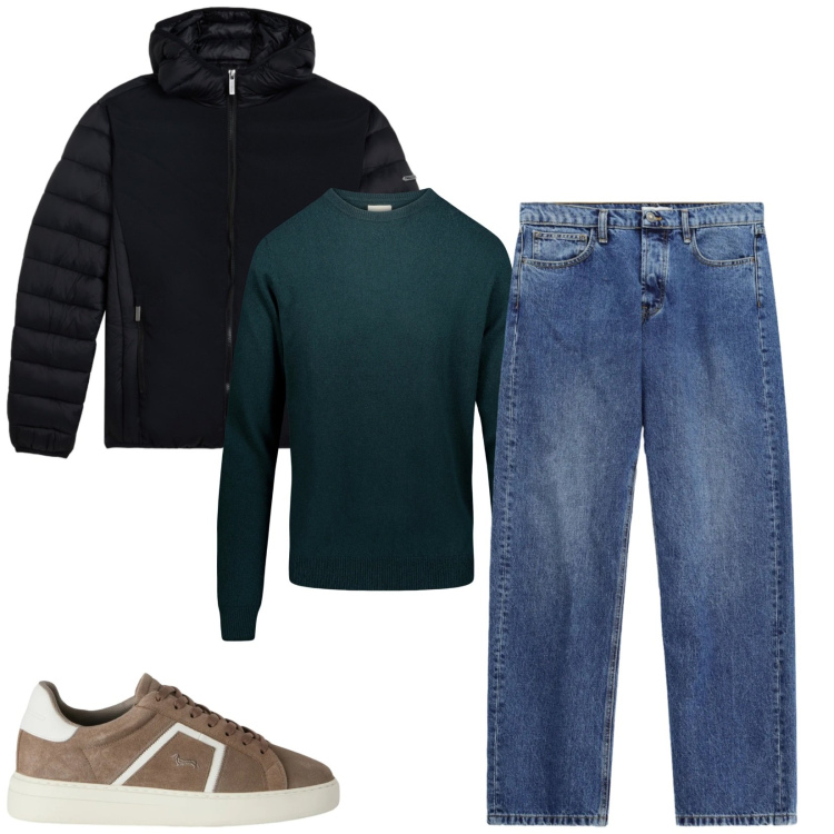 Outfit uomo - Total look #2480898. Stile Casual per Tutti i giorni. Abbinamento con sneakers, jeans, maglieria, piumini.